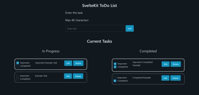 A todo app with 4 items present